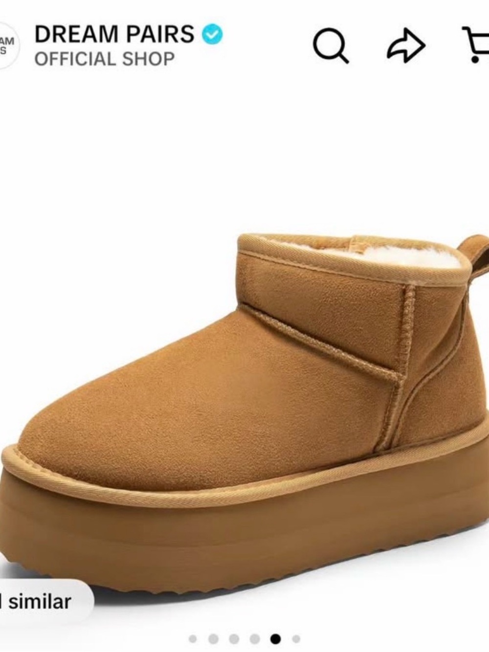 Dream Pairs Women's Tan Platform Shearling Slip-On Boots